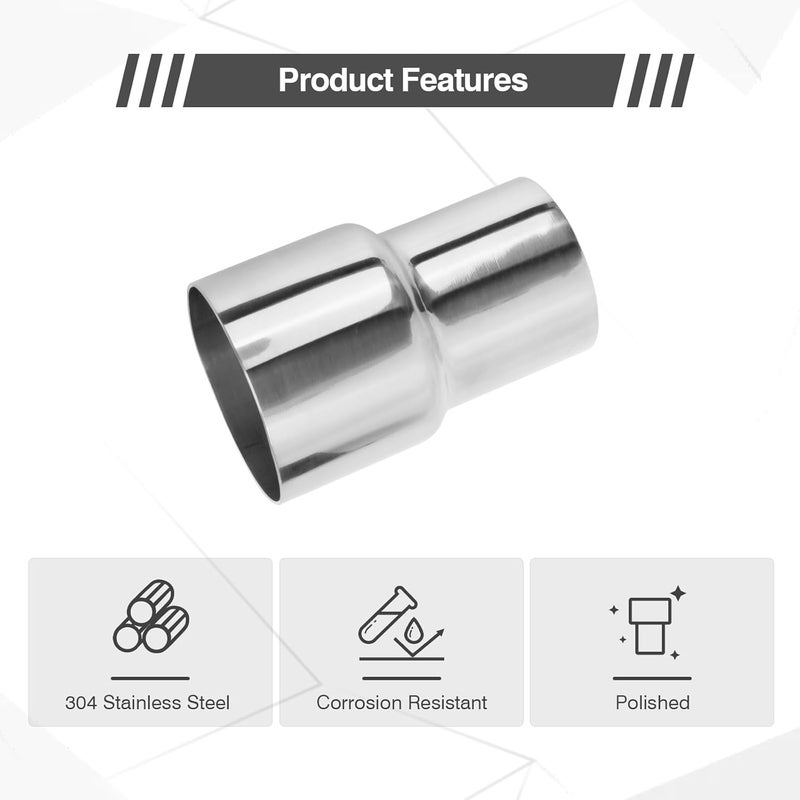 GESEXI Exhaust Adapter Connector 2"ID to 2.5"ID，Exhaust Adapter Total Length 4 "Stainless Steel Polished. - Image 3